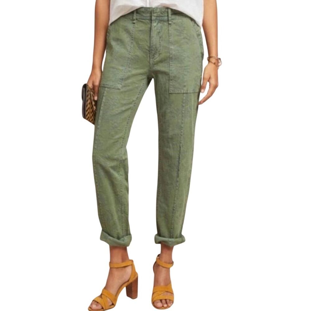 Anthropologie Jacquard Palm Leaf Pattern Wanderer Utility Straight Pant Boho